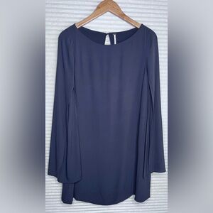 Free People Split Kimono Sleeve Navy Blue Draped Shirt Short Dress XS